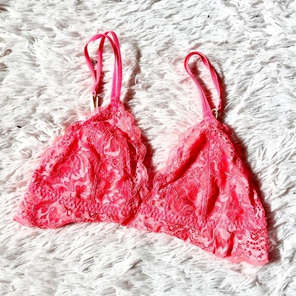 Pink Victorias Secret Neon Lace Bralette Womens S Soft Girl Whimsical Dainty